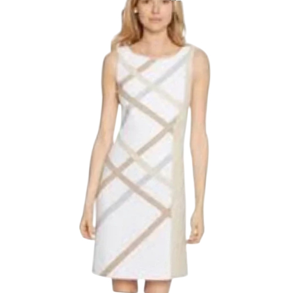 WHBM Neutral Sleeveless Tailored Sheath Dress Size 8